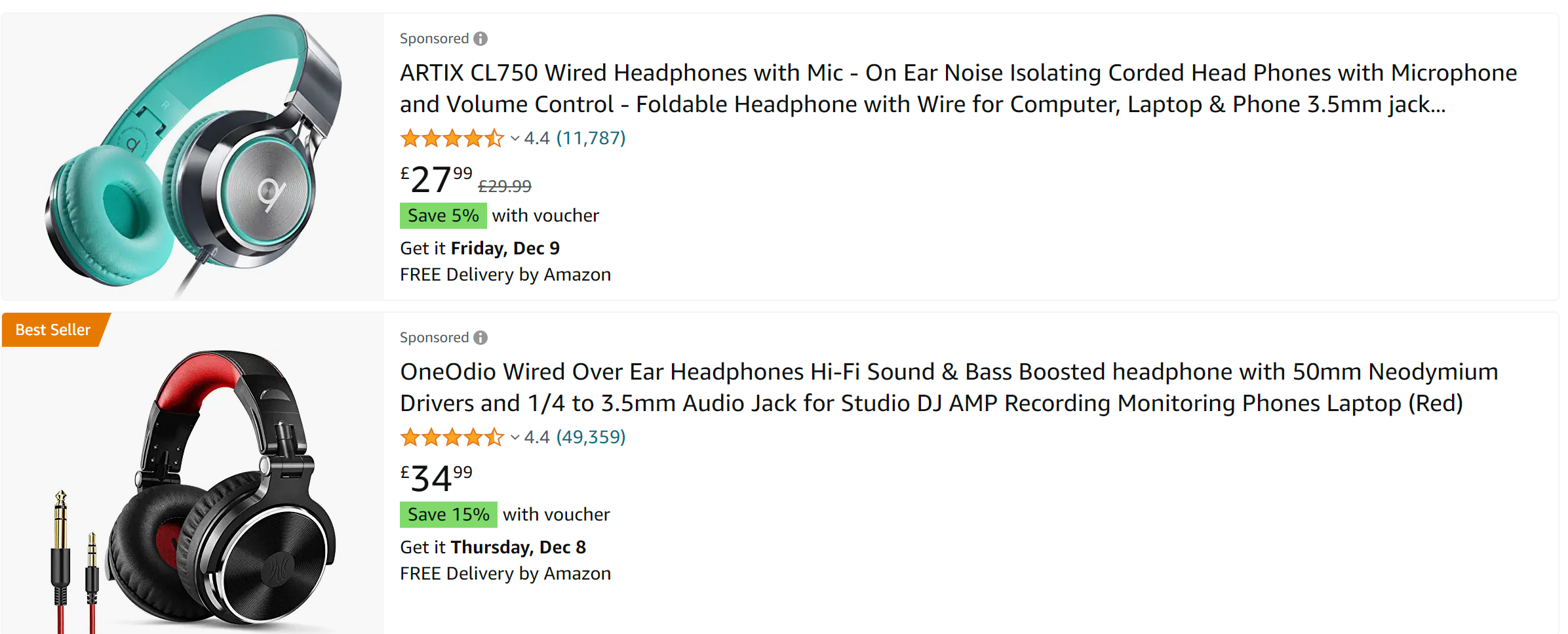 Example of Sponsored Products ads in Amazon search results