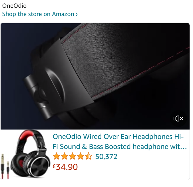 Example of Sponsored Brand Video ads in Amazon search results